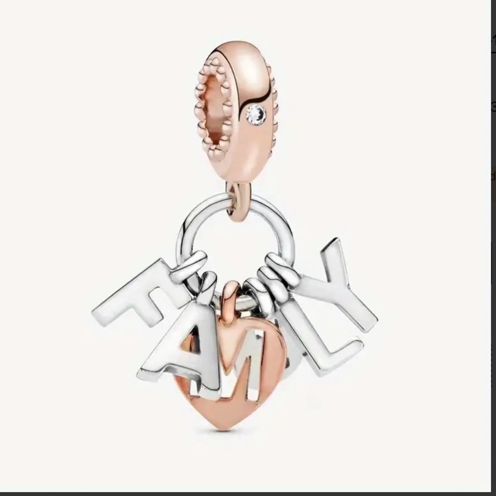 New Rose Gold ‘Family’ Dangle Charm- Pandora Compatible